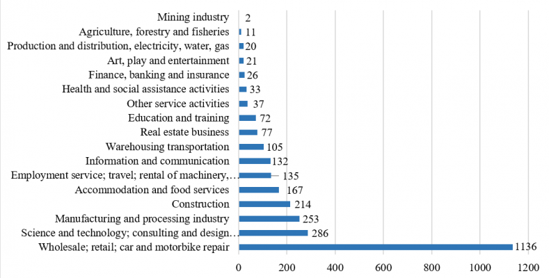 Situation of newly established enterprises by field and industry
